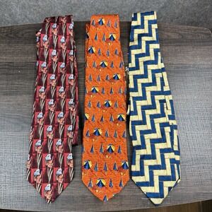 Ermenegildo Zegna Tie Lot of 3 Mens 100% Silk Geometric Abstract Floral